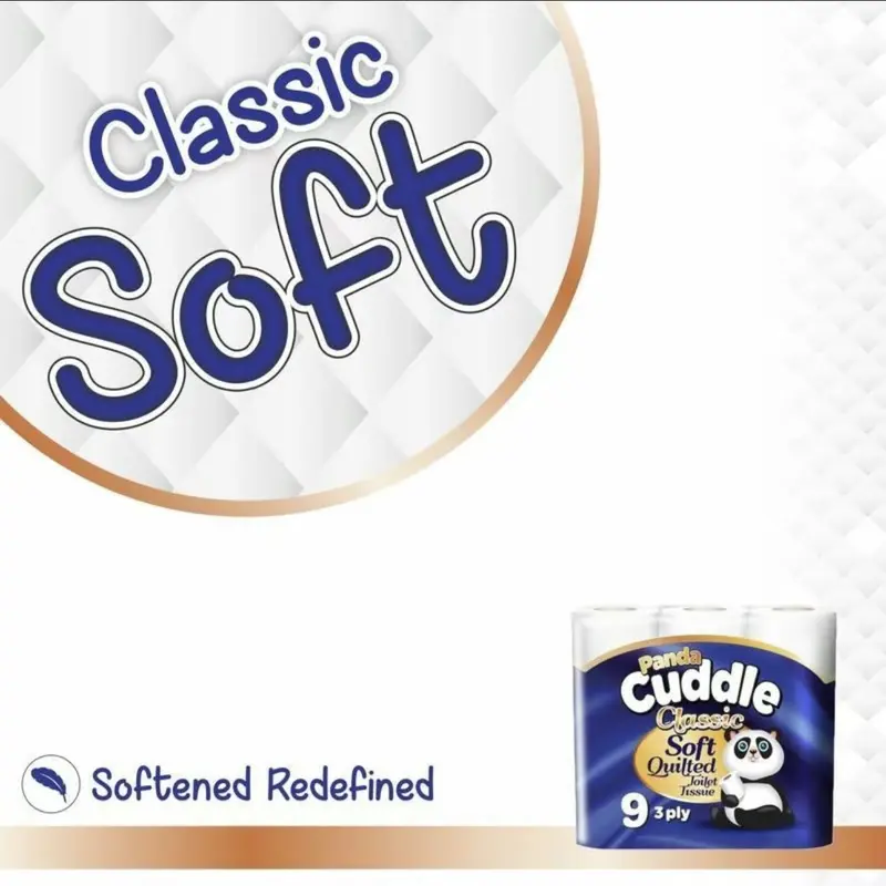 Panda Cuddle SOFTEESE 45 Unscented Soft Quilted Toilet Rolls - 3 Ply Toilet Tissues 5*9 Pack Classic Soft Blue  Wipes 3