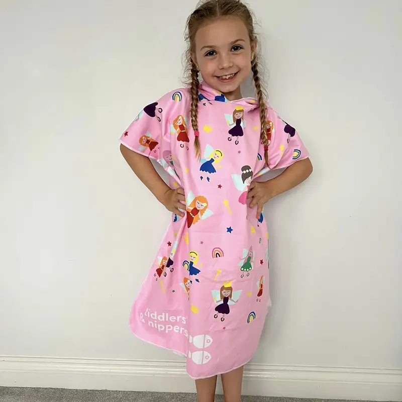 Patterned Kids Hooded Poncho Microfiber Towel 18 Months - 5 yrs / 5 - 10 years Soft Absorbent 4