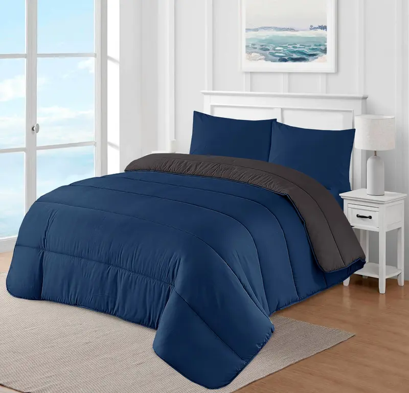 Coverless Hollowfiber Duvet 13.5 tog Straight Stitched Reversible Double King warm 1