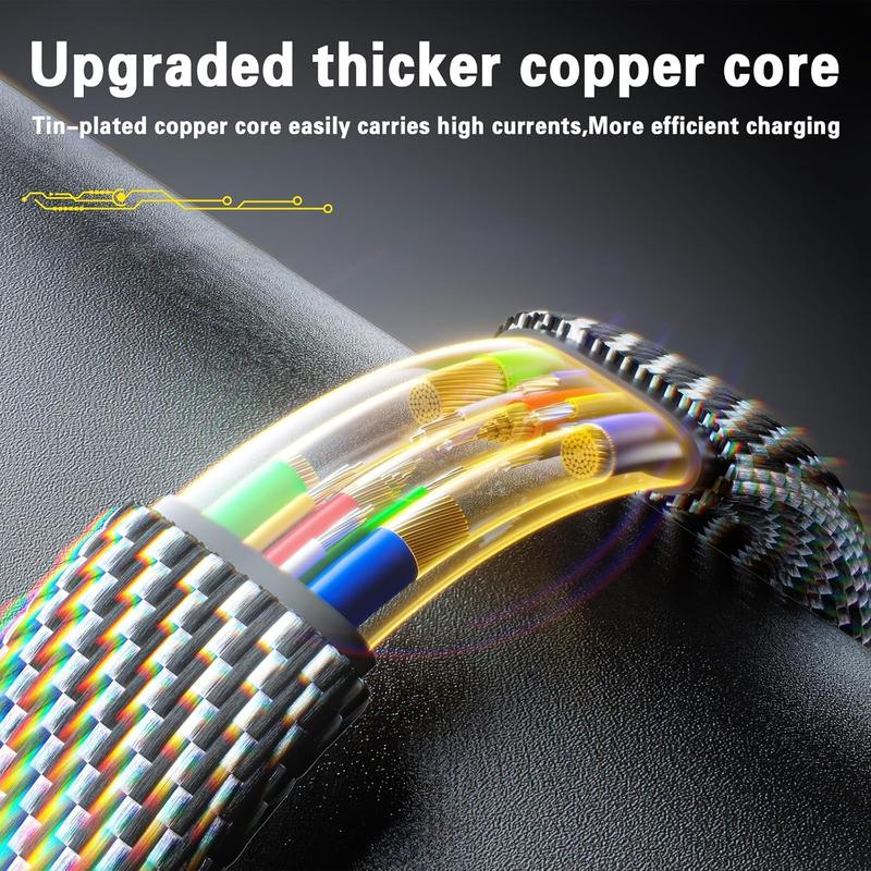 4 in 1 Multi Charger Cable 3.93FT/1.2M Multiple USB Fast Charging Cable Multi Charging Nylon Braided Cable with USB A USB C to Type C [65W] PD [27W] Compatible for iPhone Android for Samsung Galaxy for Google Pixel for iPad Smartphone Cellphone Electronic 5