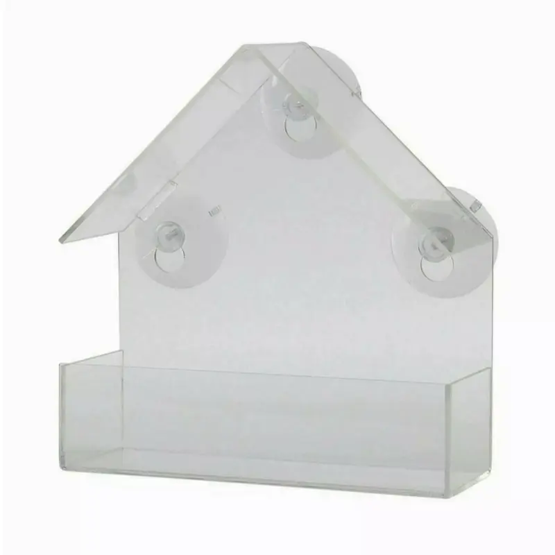2 x Window Bird Feeder Wild Table Hanging Suction Perspex Clear Viewing Seed Nut for Garden and Home 2
