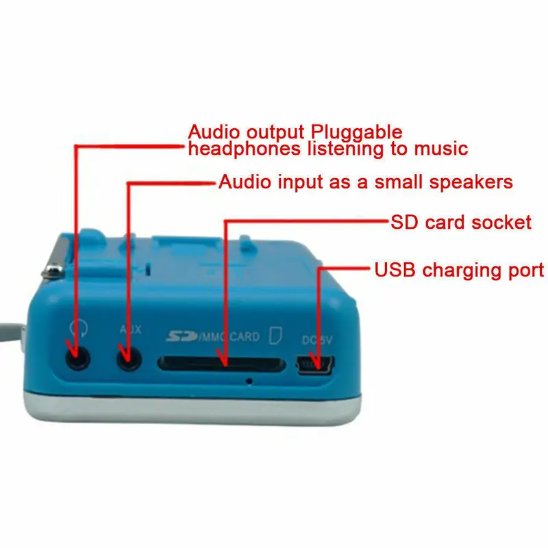 Mini FM Radio Digital Portable Stereo Speaker MP3 Audio Player USB Rechargeable 6