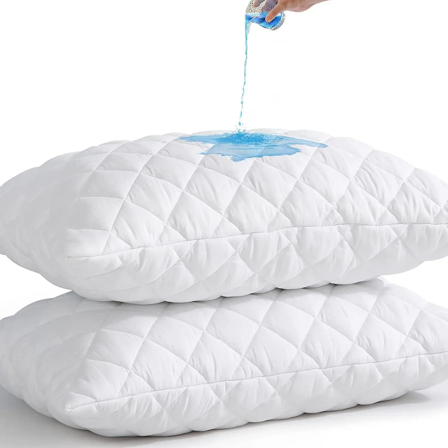 Waterproof Quilted Pillow Protectors Pack of 4, White Zippered Bed Pillow Covers Set Quilted Pillowcase, Luxury 100% Microfiber Pillows Encasement Extra Soft, Ant-Allergy & Breathable Comfortable Zipped Pillows for Bed Protectors Pillow Case (50 x 75 cm)