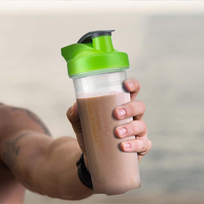 HOMESHOPA 2 x 700ml Protein Shaker Bottle with Mixer Ball for Supplement Shakes, Powder Shaker Bottles, Leakproof Screw On Lid & Secure Drinking Flap Cap, BPA Free Large Sport Gym Blender Bottle-2 per Pack 3
