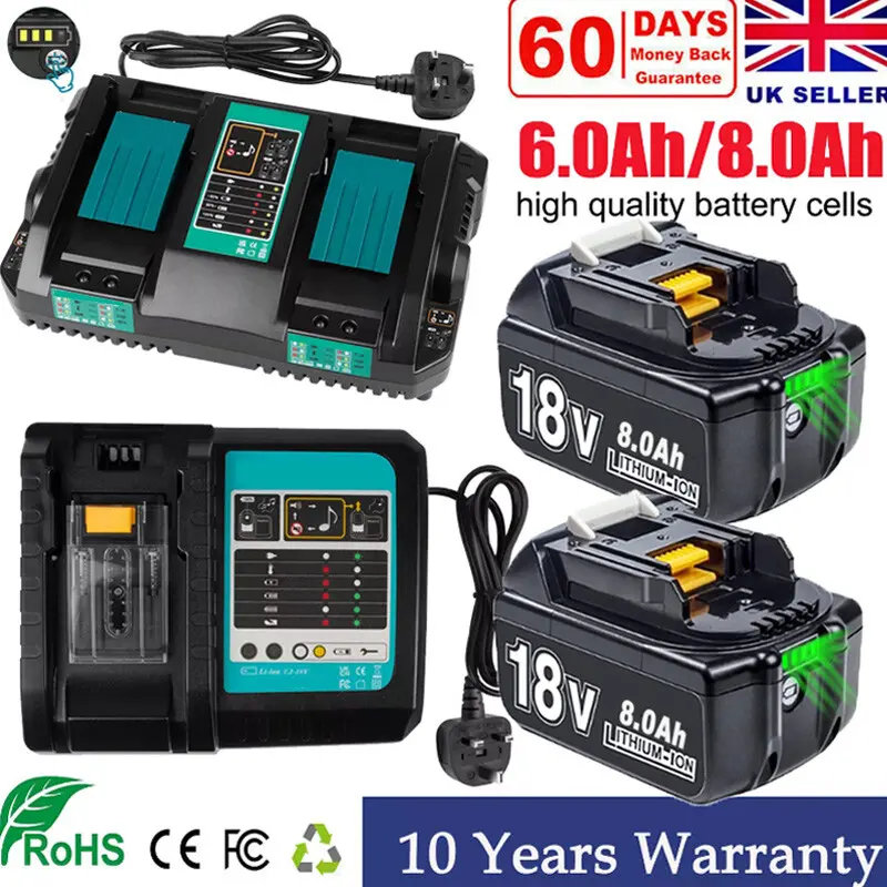 6.0Ah 8.0Ah For Makita 18V Battery / Charger Li-Ion BL1860 BL1830 BL1850 BL1840 ✅