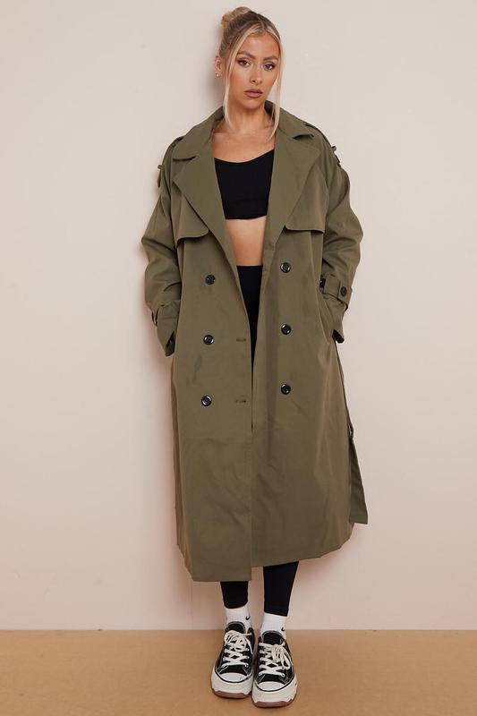 Product Introduction of KatchMe Women's Oversized Premium Waist Tie Double Breasted Trench Coat (UK 8-22),High-End Outerwear Jacket,Plain Minimalist Side Pocket Lady's Outfits 13