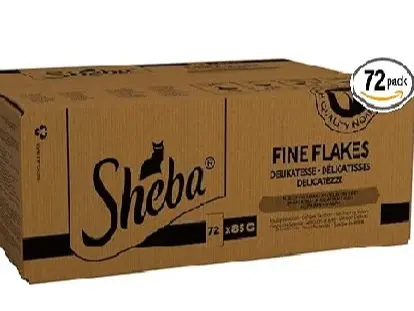 Sheba Fine Flakes Poultry Collection in Jelly 72 Pouches, Adult Wet Cat Food, Megapack (72 x 85 g)
