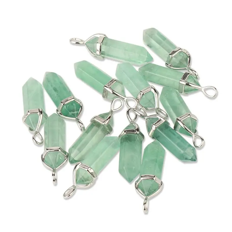 1PCS Natural Fluorite Pendant Necklace comes with chain 1