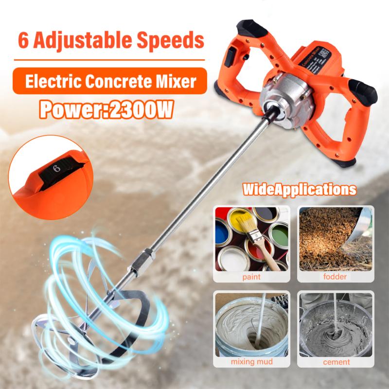 2100W Electric Cement Mixer 6 Speeds Plaster Paddle Mixer Mortar Paint Stirrer 1