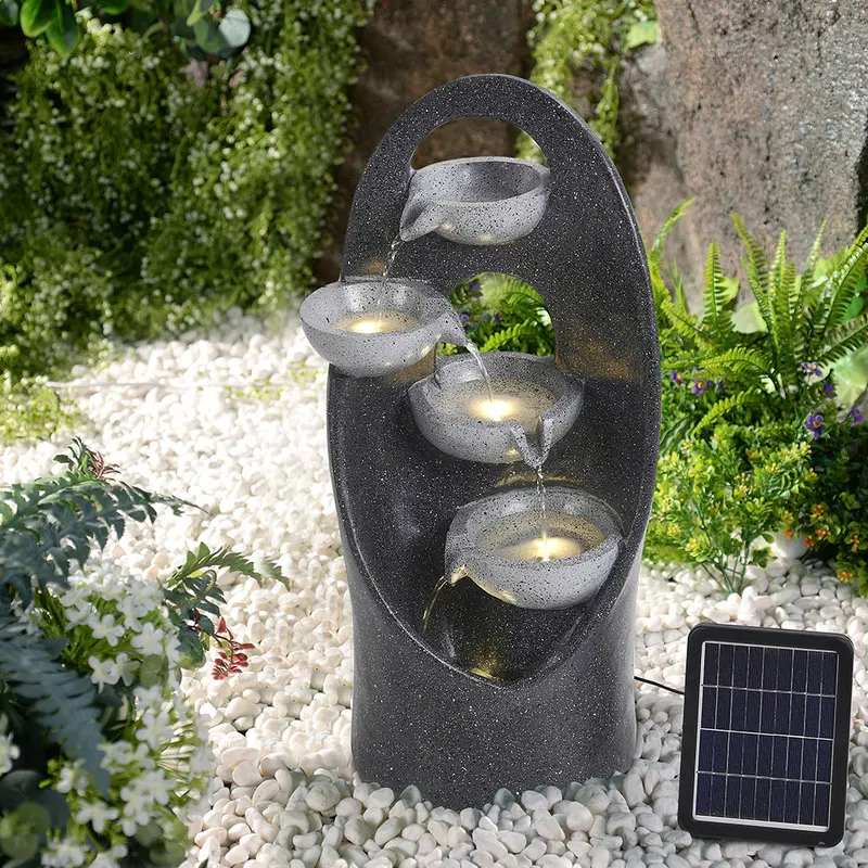 Lifeideas 4-Tier Cascading Garden Water Feature with Solar Panel and LED Lights 3