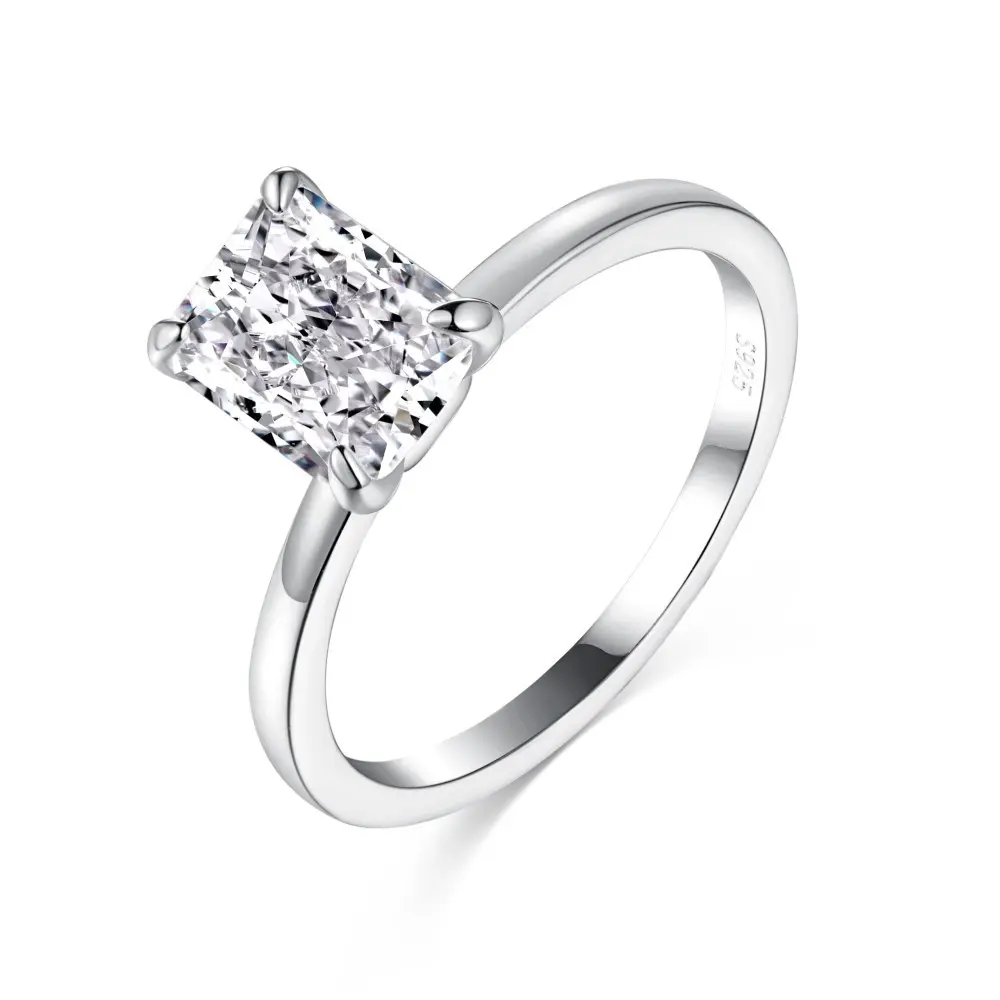 【T38】925 Sterling Silver 8A Ice Flower Cut Cubic Zirconia Ring