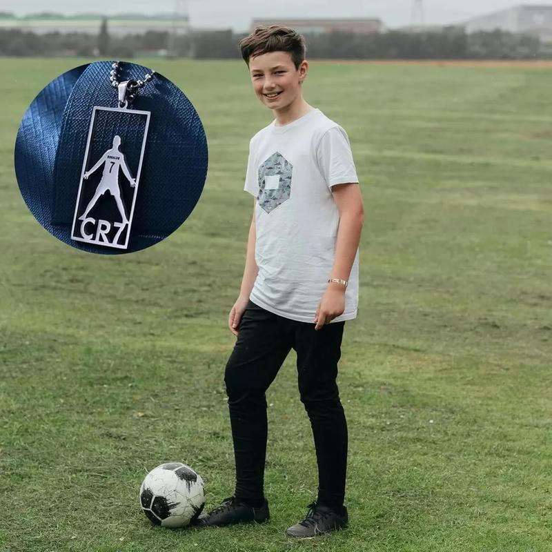 Product Introduction of BENIFILE CR7 Football Star Bracelet Pendant Necklace Set for Men - High-Quality Stainless Steel and Silicone 4
