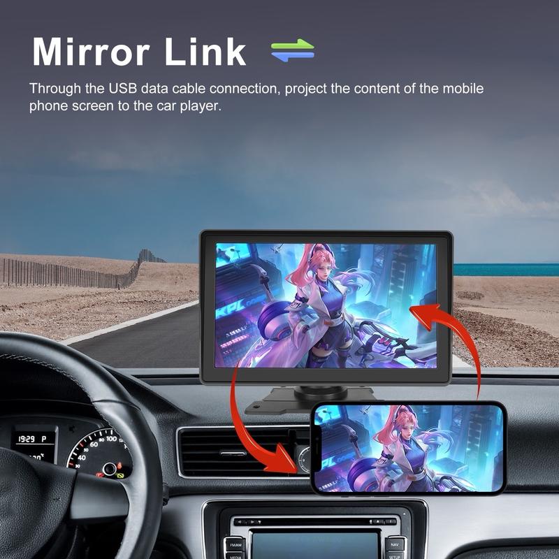 7 INCH PORTABLE WIRELESS APPLE CARPLAY ~ ANDROID AUTO BT FM 10 3