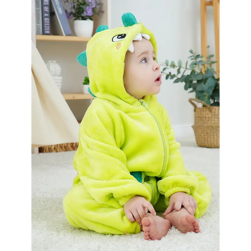 Cozy Youngsters' Dinosaur Hooded Pajamas - Plush, Long-Sleeve Onesie for Boys & Girls, Perfect for Halloween, Christmas & New Year 6