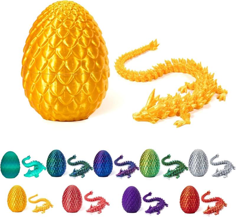 3D Printed Dragon in Egg, Full Articulated Dragon Crystal Dragon with Dragon Egg, Flexible Joints Home Décor Executive Desk Toys, Home Office Decorative Decor Ornaments Decoration 2