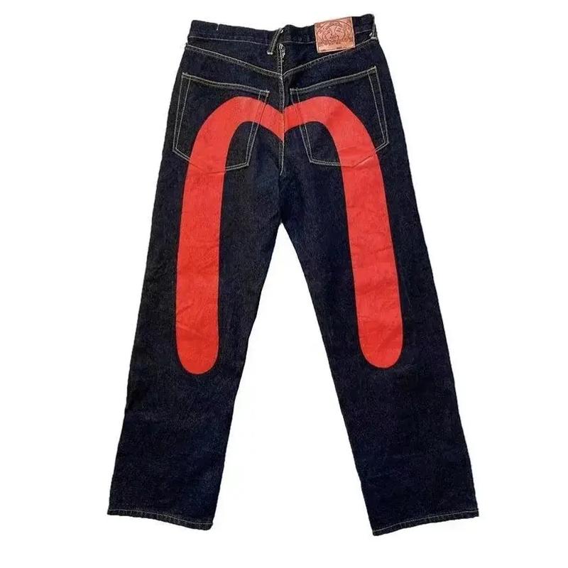Y2K New Best-Selling Jeans Retro Personalized Print Jeans Women’s Punk Hip Hop Gothic Loose Straight Denims Couple Street wear 8