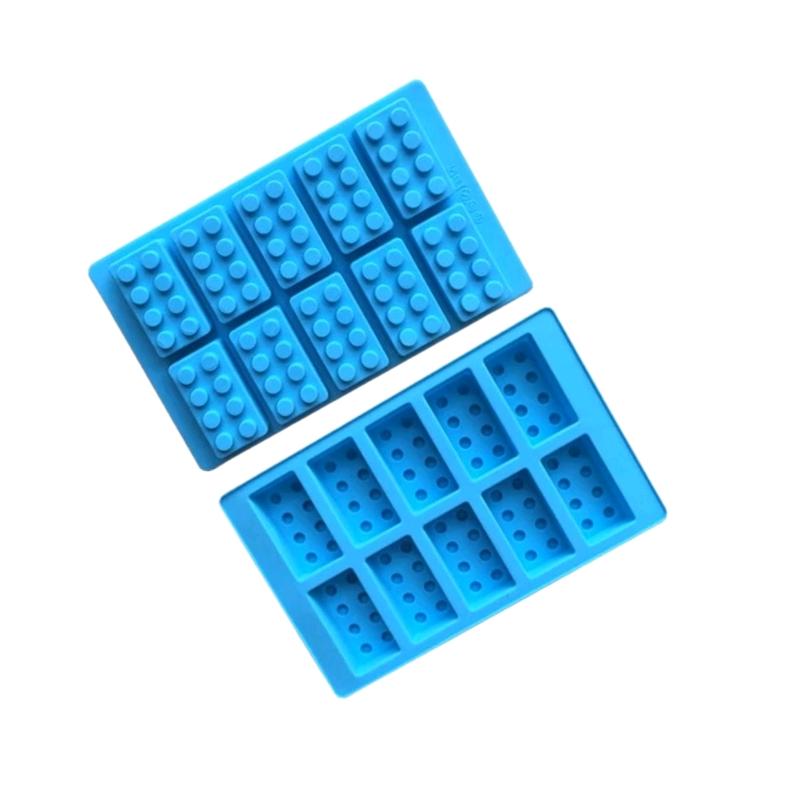 Building Block Bricks Silicone Mould Chocolate Wax Melts Soap Jelly Ice Cubes  Flexible Kids Oven tin tray 3