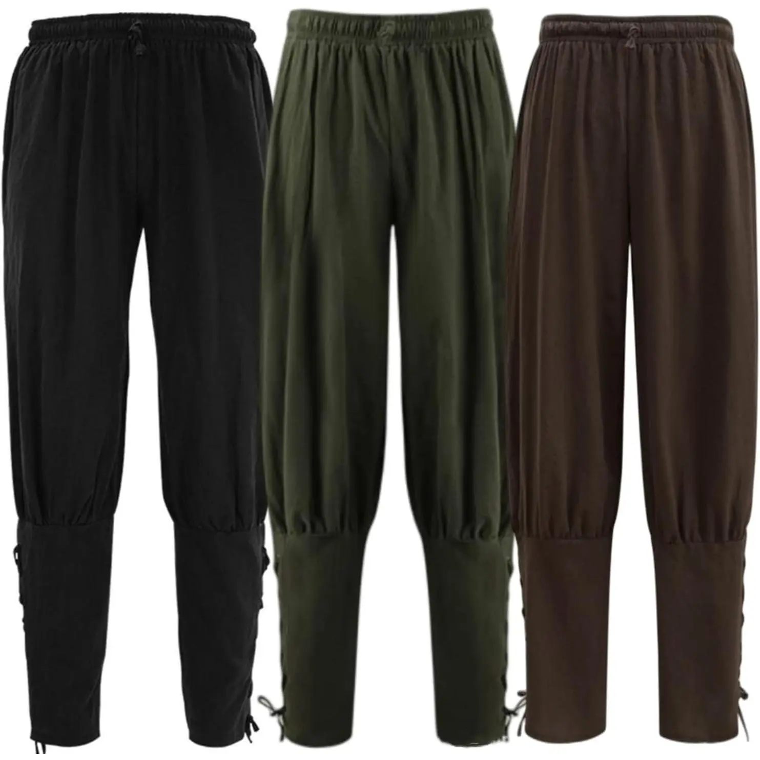 Mens Womens Ankle Banded Pants Medieval Viking Pirate Cosplay Pants Renaissance Trousers for Adult