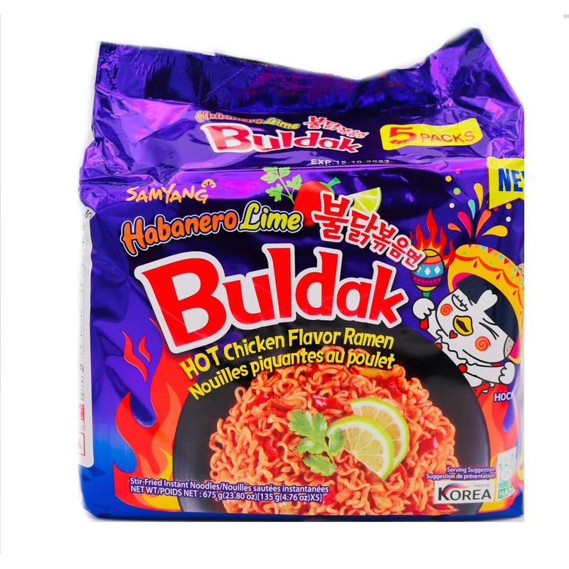 Samyang Buldak Hot Chicken Flavour Ramen - Habanero Lime (1 Pack of 5) Instant Food 2