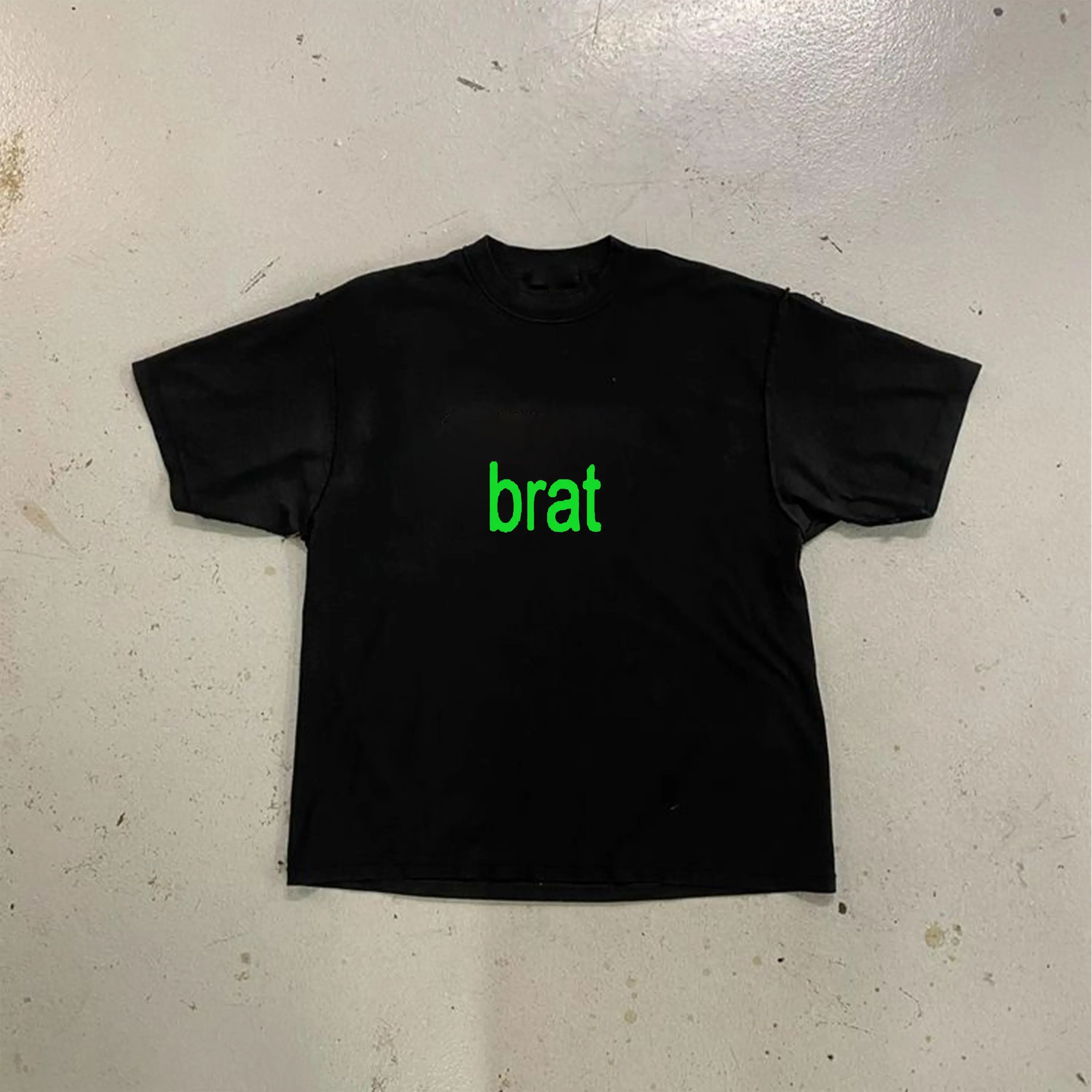 Brat Charlie XCX Unisex T-Shirt - Heavy Cotton Graphic T-Shirt - brat T-shirt - Aesthetic Shirt - Y2K - streetwear - trendy Menswear Top Tshirt Shortsleeve Tropical Casual Round Neck Crewneck
