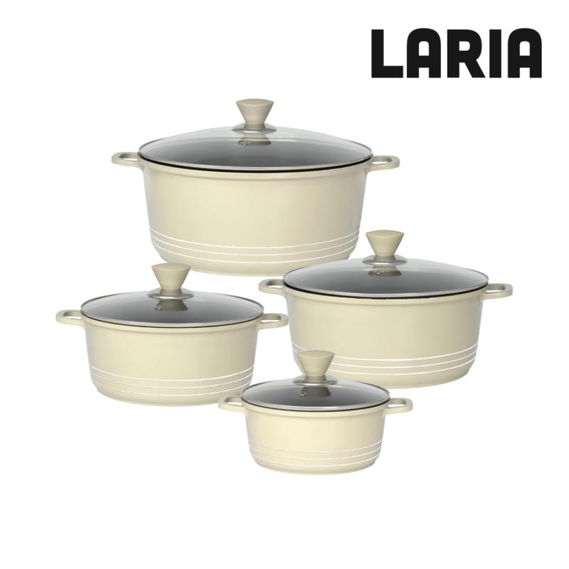 4 Piece Premium Laria Non Stick Cooking Pot Set High Quality Any Hob Cookware 5