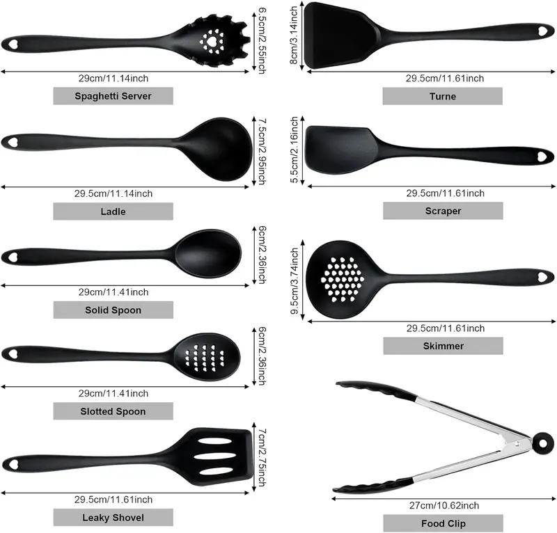 Kitchen Utensils Set, 36 PCS Silicone Cooking Utensils for Non-Stick Cookware, Heat Proof Kitchen Cooking Tools, Spoons Turners Spatula Ladle Set, Black Kitchen Accessories 1