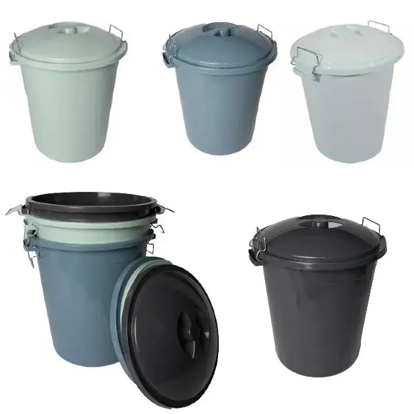 50L Dustbin Clip Lid Bin Pet Food Container Garden Kitchen Waste Rubbish Bin