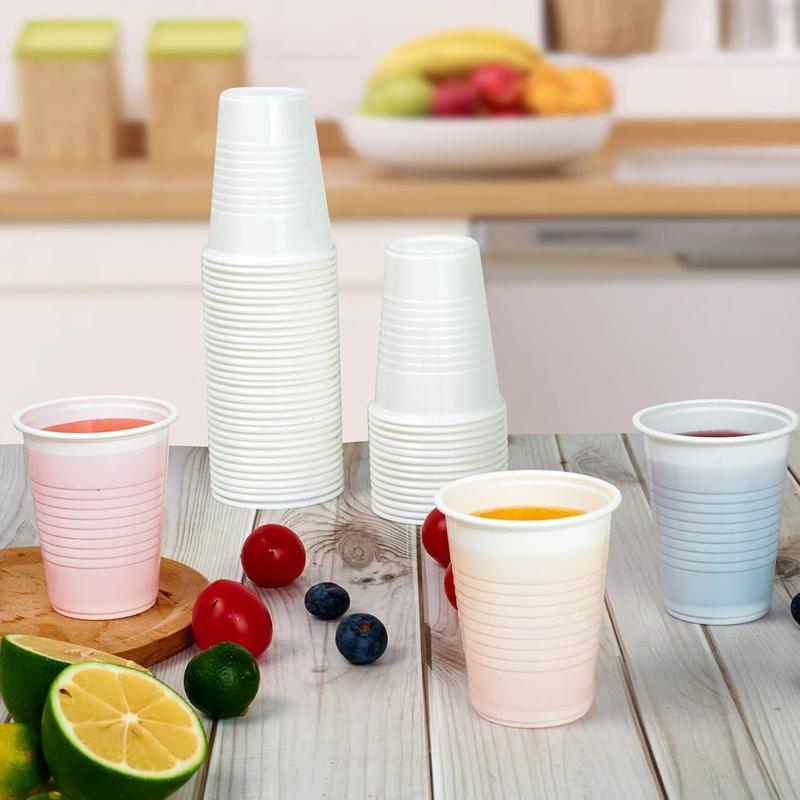 White Plastic Cups, 7oz Plastic Glasses for Party, Wedding, Cocktails, Christmas Party Cups, Cold Party Drinking Cup Halloween Disposable 2