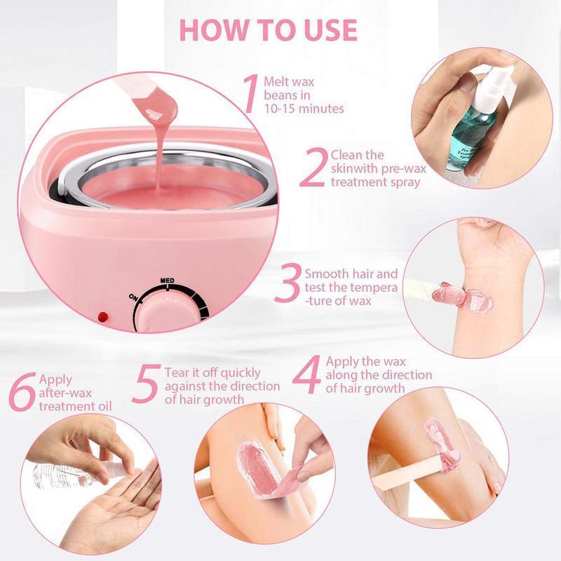 Waxing Kit, Professional Hair RemovalWax Kit, Full BodyPainless WaxingWarmer, 5 Packs Wax Beads and20Applicator Sticks Wax Set 5