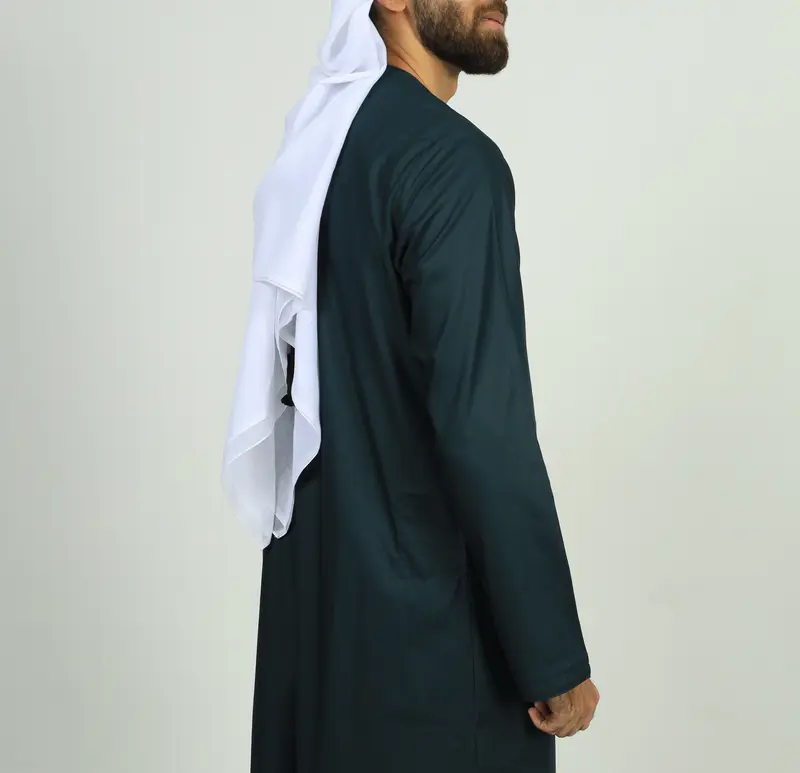 #TC04 | Green Cotton Emirati Thobe with Tassel | Men’s Cotton Thobes 2