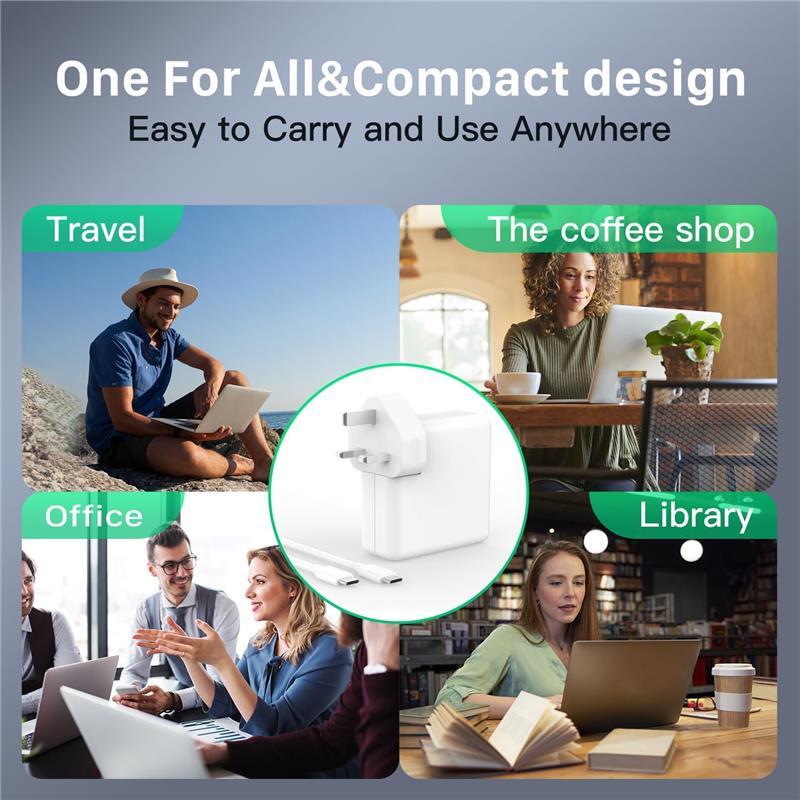 Macbook Charger, 61W USB C Fast Macbook Pro/Air Charger, Compatible with MacBook Pro 13 inches, MacBook Air 2018-2021, iPad Pro, Samsung, Lenovo and more (6.6ft USB C to USB C Cable Included) 3