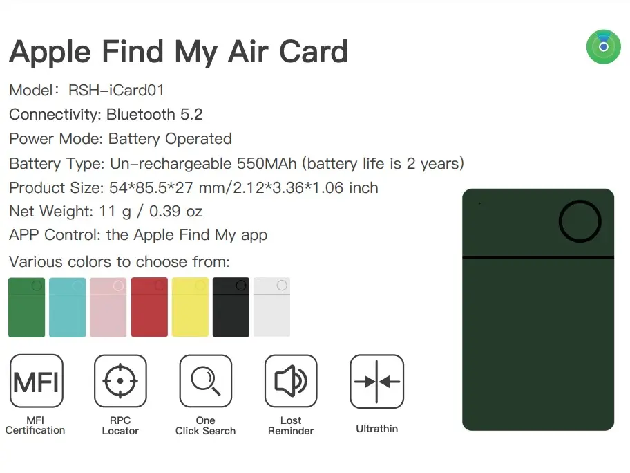 Oscanna GPS Tracker Tag 01compatible with apple findmy for wallet