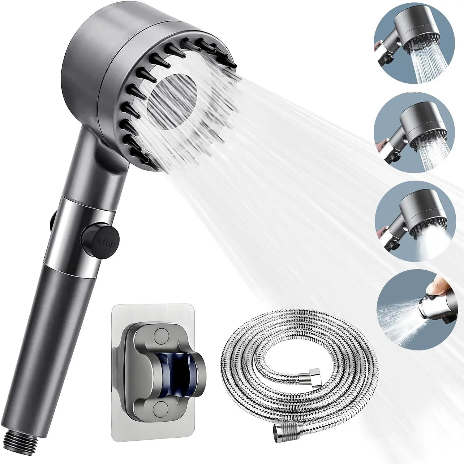 3 Modes Shower Head with Filter for High Pressure Water Saving and Scalp Massage Showerhead with Filter High Pressure and Water Saving