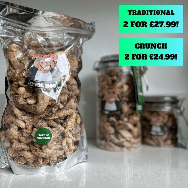 Salt & Vinegar Flavour Pork Scratching Resealable Bag 0