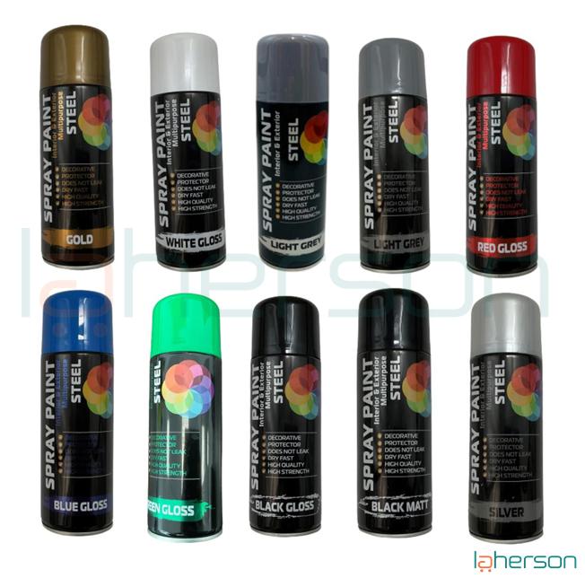 2 X 400ml All Purpose Steel Spray Paint Dry Fast Premium Quality Aerosol Branded New griefer  bicycle matte Gloss black  satin wood finish 0