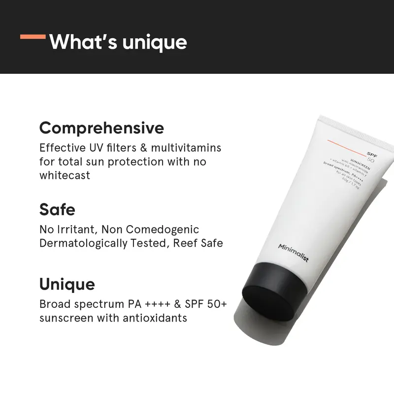 Minimalist Sunscreen SPF 50 Lightweight, No White Cast, Broad Spectrum PA ++++, Acne Safe| For Men & Women, 50 g (Pack of 1) 4