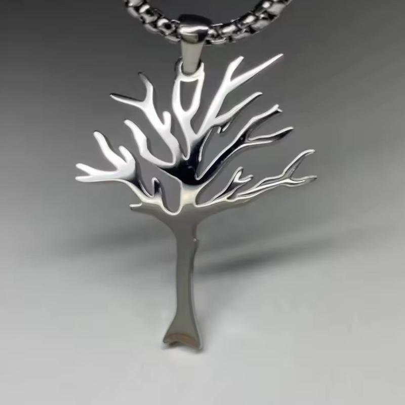 New Hip-Hop Style Stainless Steel Tree of Life Pendant Necklace for Men and Women - Poison Tree Design 4