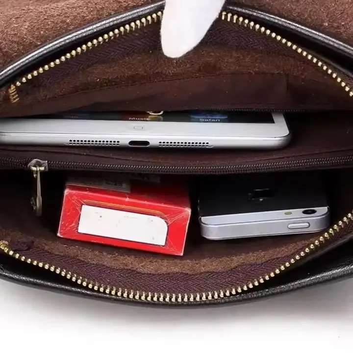 Luxury PU Leather Messenger Bag for Men - Designer Crossbody 1