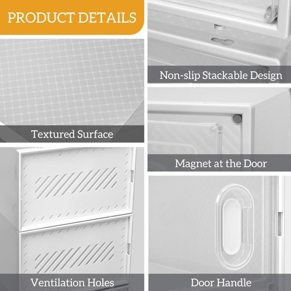 18 Boxes Set Clear Stackable Shoe Storage Box - Durable White Plastic Case Organizer for Men’s & Women’s Shoes (Size 5-10 / EU 37-44) | Easy to Installation, Assemble & Disassemble | Lightweight Transparent Design Rack Shelf Multicolor multifunctional 4