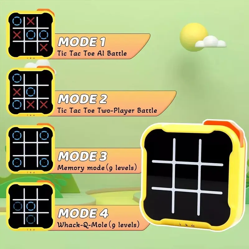 Handheld Puzzle Game Console - Portable Electronic Tic Tac Toe Game Toy - Travel-Friendly Brain Training Fun for Kids & Adults 5