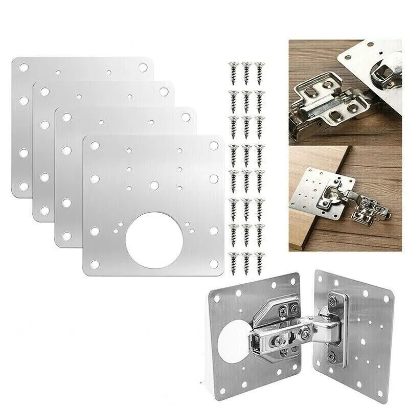 KITCHEN CUPBOARD DOOR HINGE REPAIR KIT INCLUDES 4 PLATES AND 24 FIXING SCREWS 1