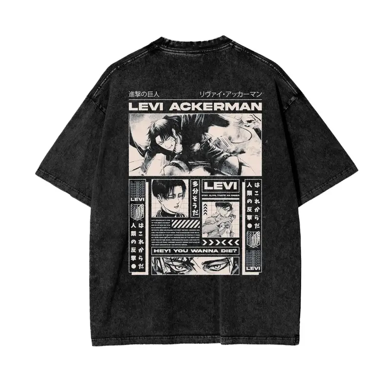 Attack on Titan T-shirt Eren Jeager Levi Ackerman Anime Tee Gift for Him, Two-side Shirt, 2 side Tee 1