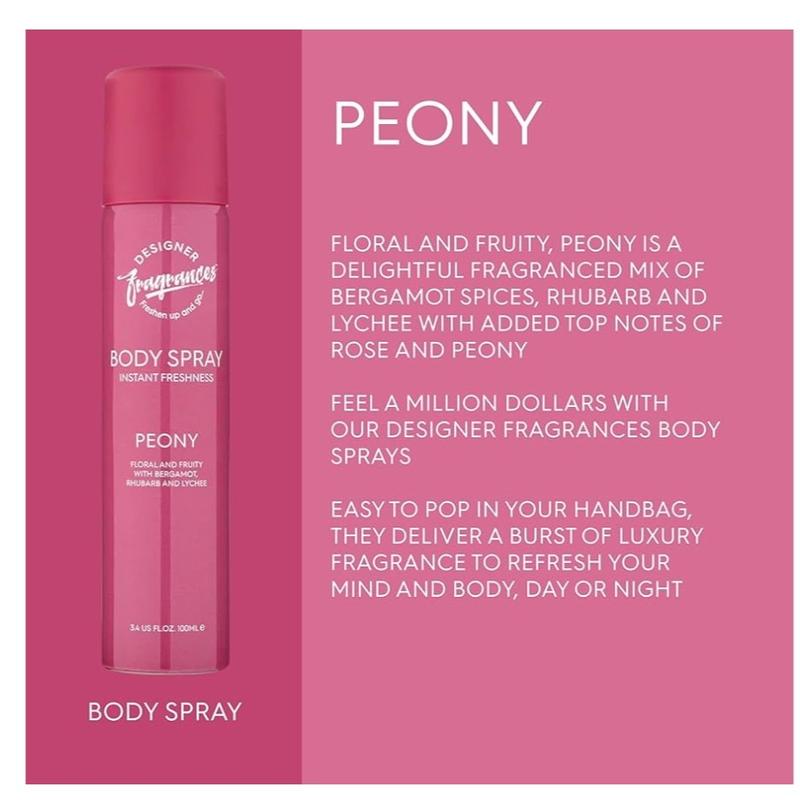 Designer Fragrances 6 Pack Assorted Aromas Bundle - Rouge, Only One & Peony - Women's Body Spray Deodorant Cans - For Instant Freshness On The Go - Long Lasting Smell, Great Gifts - 100ml 4