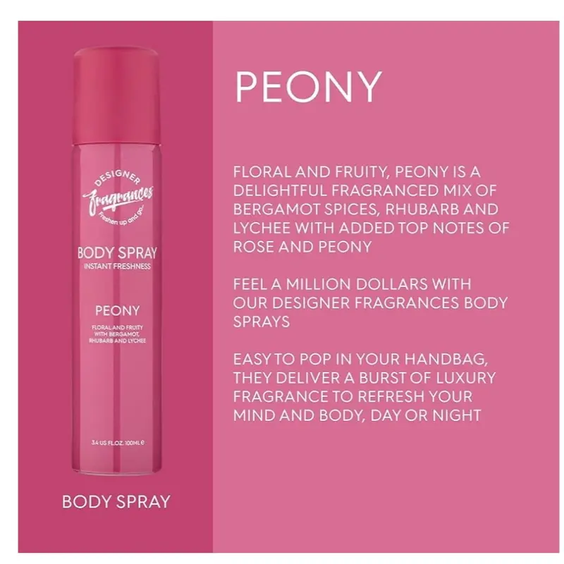 Designer Fragrances 6 Pack Assorted Aromas Bundle - Rouge, Only One & Peony - Women's Body Spray Deodorant Cans - For Instant Freshness On The Go - Long Lasting Smell, Great Gifts - 100ml 4
