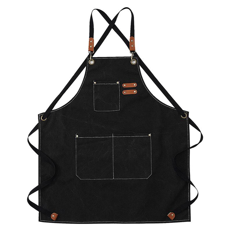 Waxed Canvas Apron for Woodworking Chef Workshop Unisex - Black 1