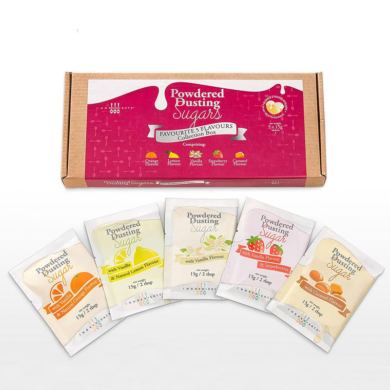 Collection of 5 Flavoured Sugars Dusting & Icing | Box of 5x 15g Sachets 1