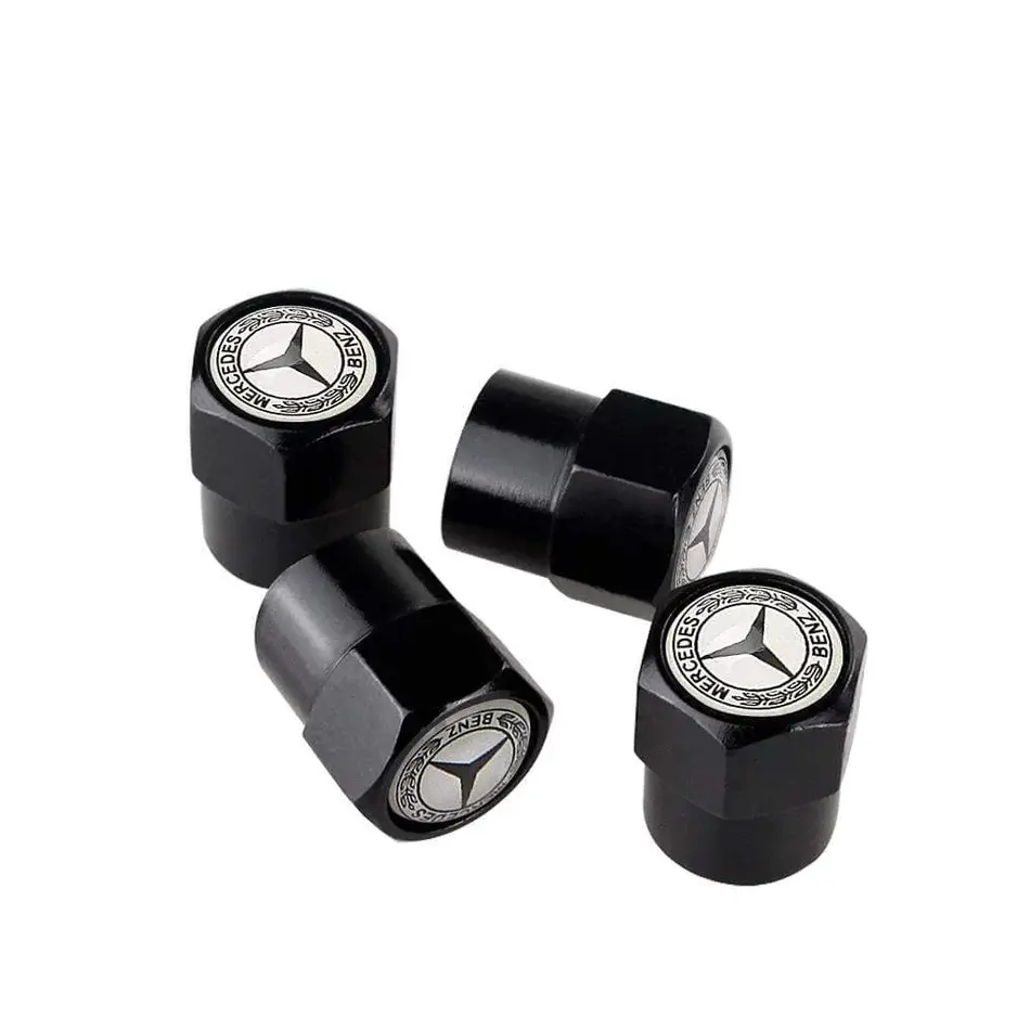 Mercedes-Benz Classic Universal Car/Bike Dust Valve Caps - Set of Four in Black