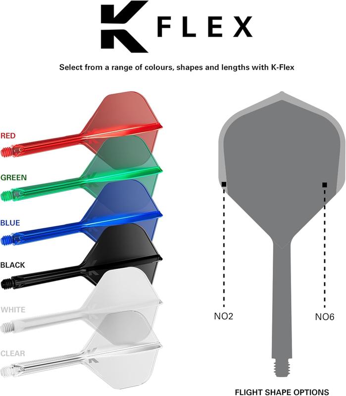 Target Darts K Flex Integrated Dart Flights And Shafts, No.2 | Pack Of 3 K-Flex - No2, Kflex All In One Moulded Dart Flight & Stem Lengths:  Medium | Professional Dart Accessories 2