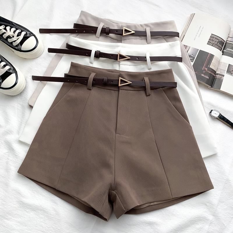 Product Introduction of Casual Women's Shorts A-line High Waist Short Chic Office Lady Shorts With Belted Vintage Female Trousers Spring Summer 3