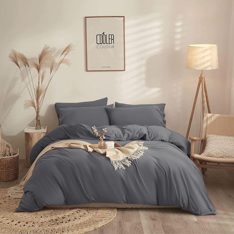 100% Egyptian Cotton Duvet Cover Set |200 Thread Count Plain Dyed Duvet Quilt Cover Set With Free Pillowcases| Non-Iron Easy-care Bedding Set - Single Double King Super King Sizes 2